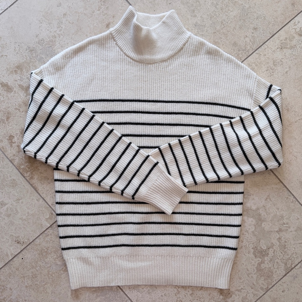 MASON & BELLE | Mock Neck Stripe Sweater, Size Small